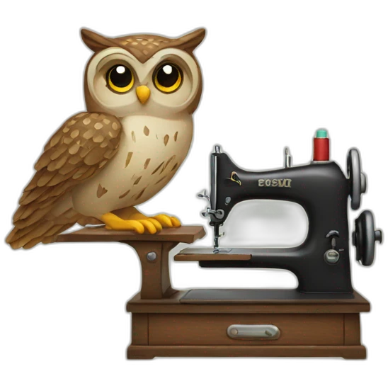 Owl with Sewing machine emoji