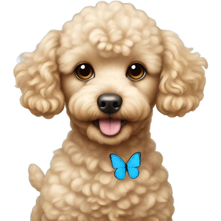 Blonde Toy poodle with blue butterfly  emoji