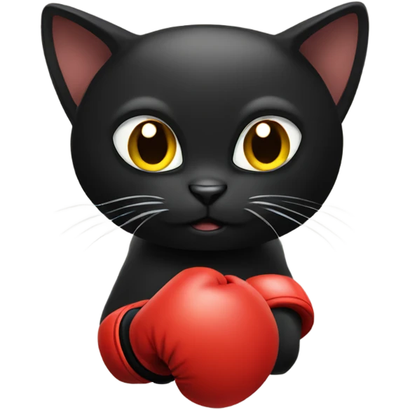 Black cat with boxing gloves  emoji