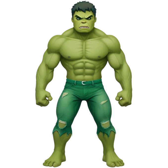 Hulk superhero with green skin, muscular body, angry face emoji
