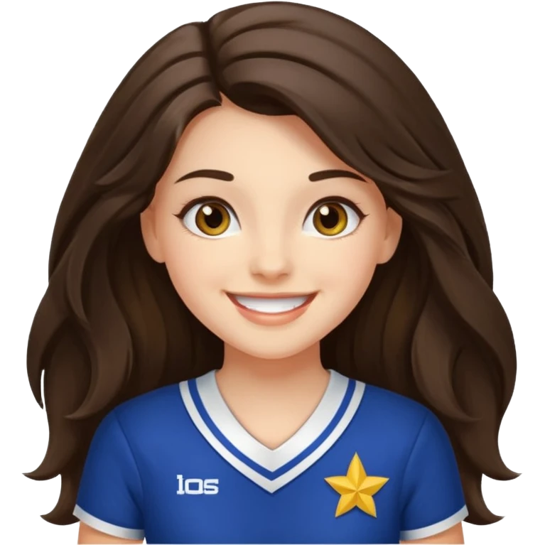 happy long haired brunette girl hazel eyes cheerleader emoji