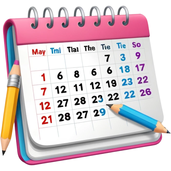 a calendar with study notes emoji