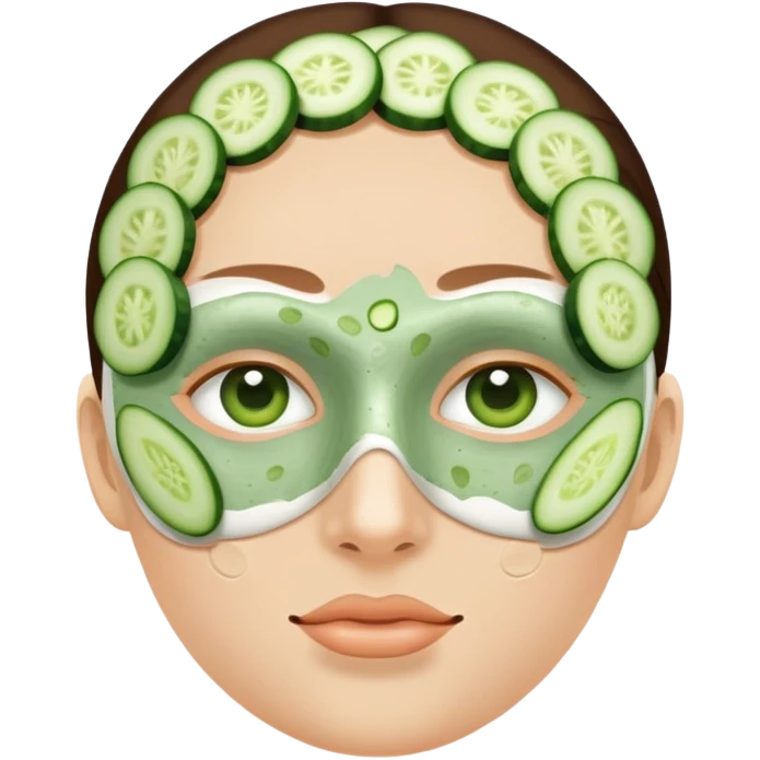 Face with clay mask and cucumber slices on the eyes emoji