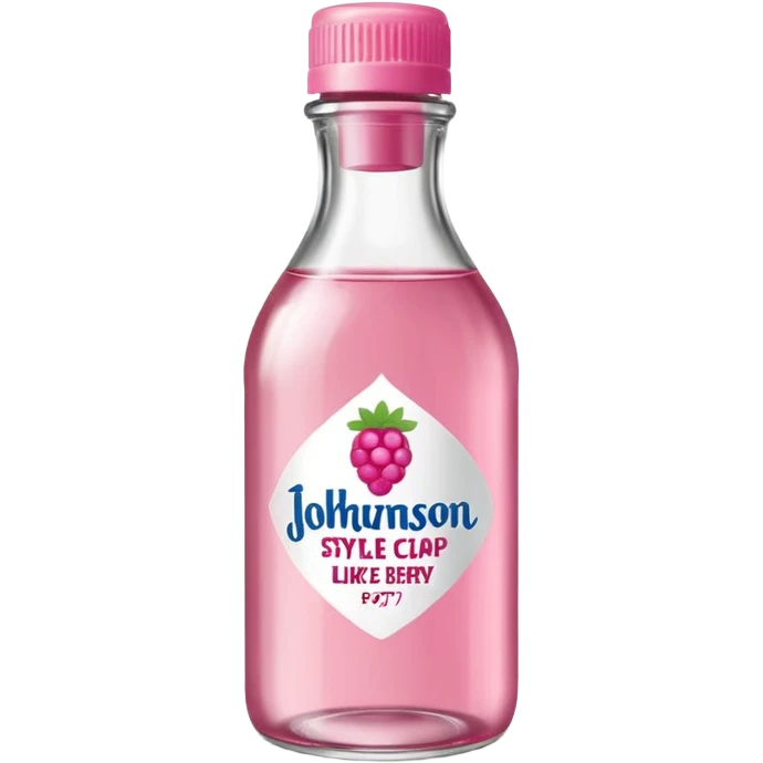 realistic Johnson and Johnson style bottle pink cap pink logo clear bottle with aint no party like a berry party written on the logo with diddy oil and a berry on top bottle emoji