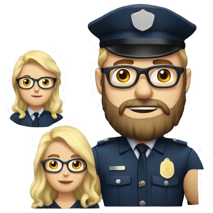 Policeman wih a blonde beard with wire rim square  frame glasses emoji