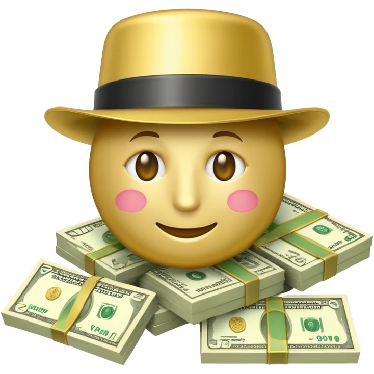 Money emoji with money hat emoji