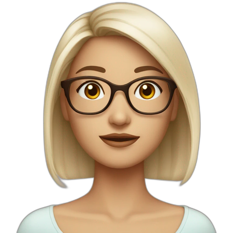joven mujer blanca cabello marron y lentes emoji