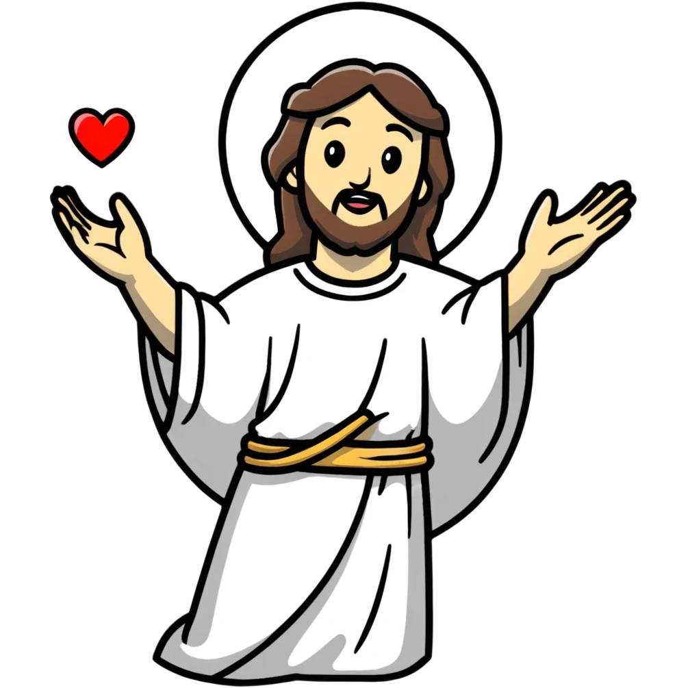 Jesus trowing up a heart  emoji