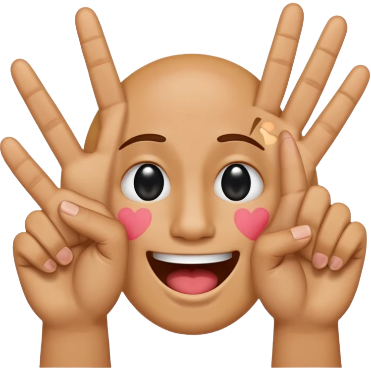 a hand make a peace sign with 2 sobbing/ laughing emojis on the tip of the index and middle finger emoji