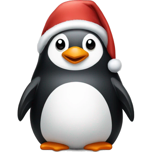 Penguin with Christmas hat emoji