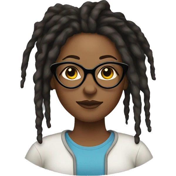 black woman with locs and cat eye glssses emoji
