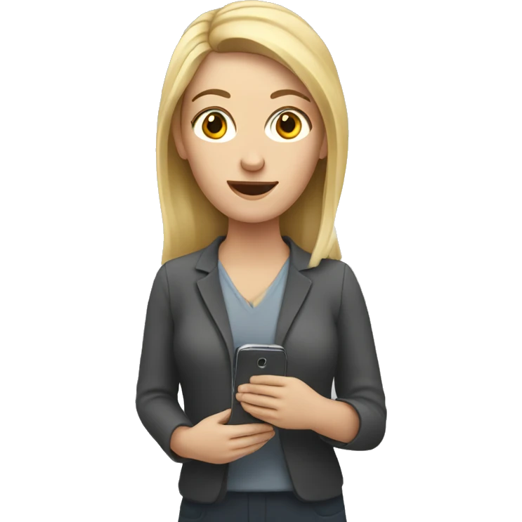 white woman holding phone emoji