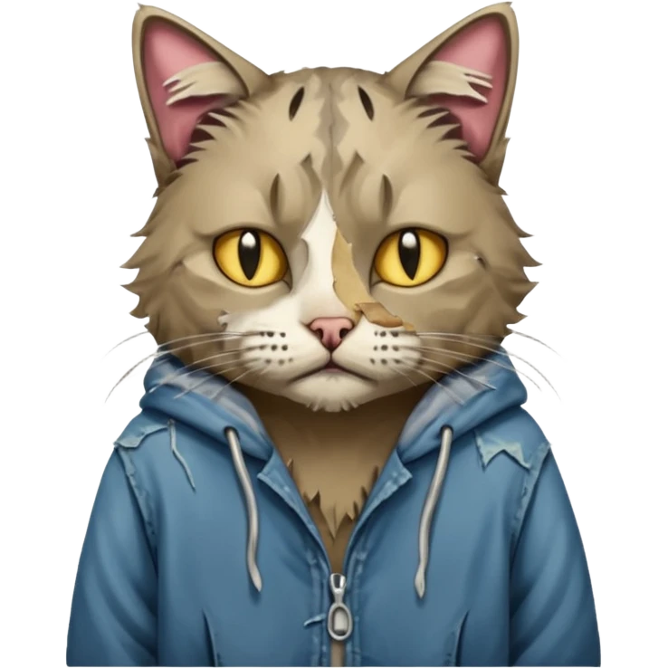 homeless poor cat with torn clothes  emoji