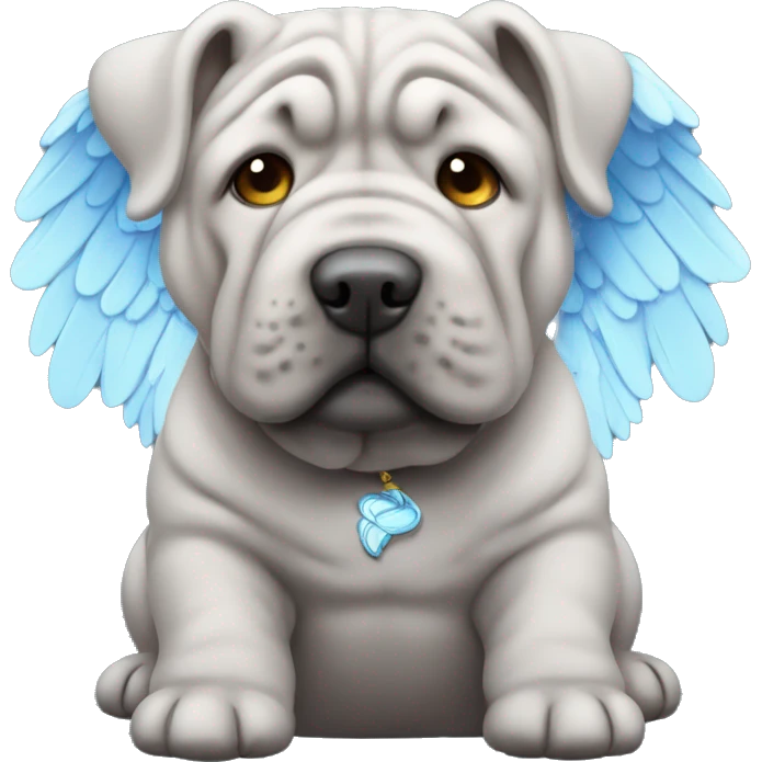 Blue Shar Pei with angel wings emoji