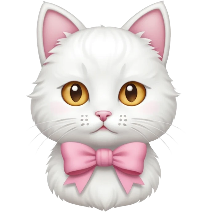 White cat with bow emoji