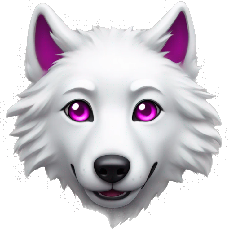 white wolf with magenta eyes in love emoji