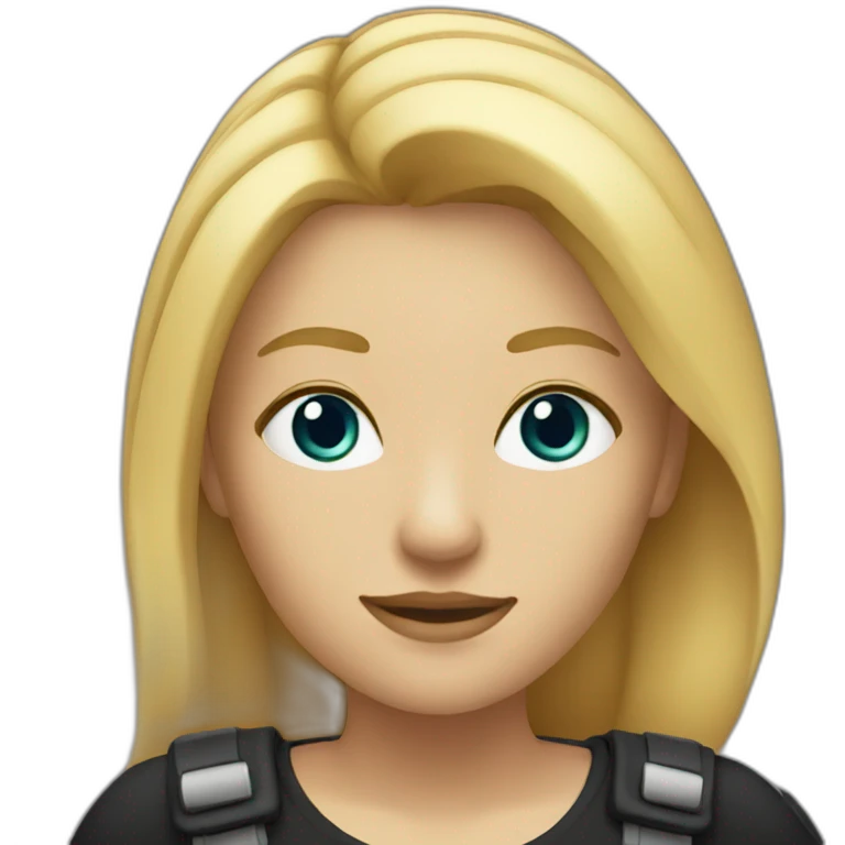 woman it developer, medium blonde hair, no glasses, black outfit emoji