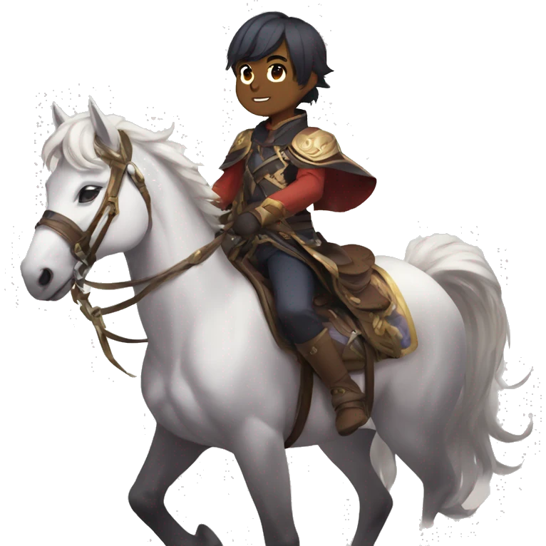 Xiao from Genshin impact riding a horse emoji