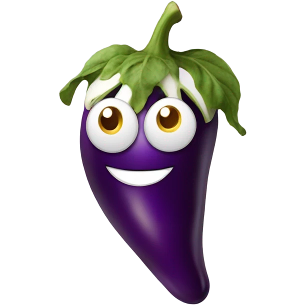 Emoji eating an egg plant emoji