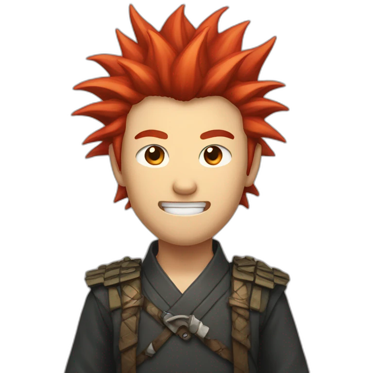 japanese-red-spiked-haired-guy, sharp-teeth emoji