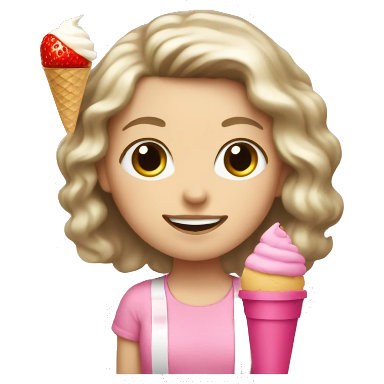 White girl with pink tape and eat ice cream strawberry emoji