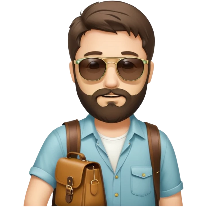 Alan from The Hangover movie with beard, sunglasses, and satchel bag emoji