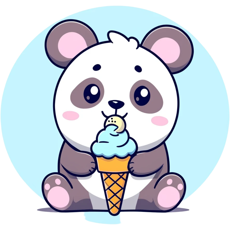Panda eating ice cream emoji