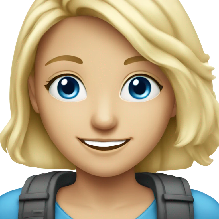 smiling blonde girl portrait with blue eyes  emoji