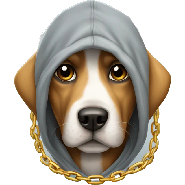 Dog with hoodie and chain emoji