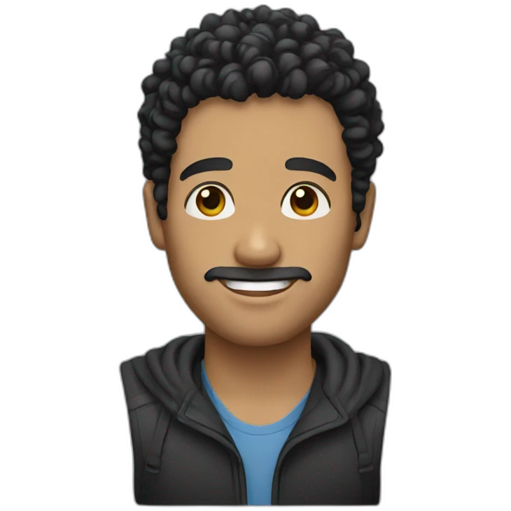 Man with black curly hair emoji