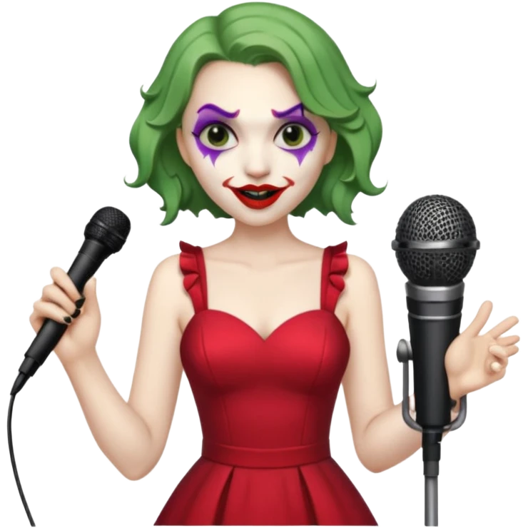 joker with dress, microphone, singing emoji