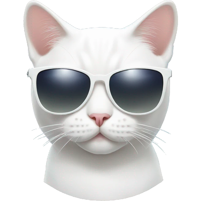 White British cat with sunglasses at the beach  emoji