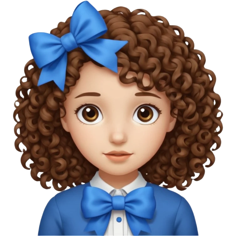 girl with curly hair blue bow emoji
