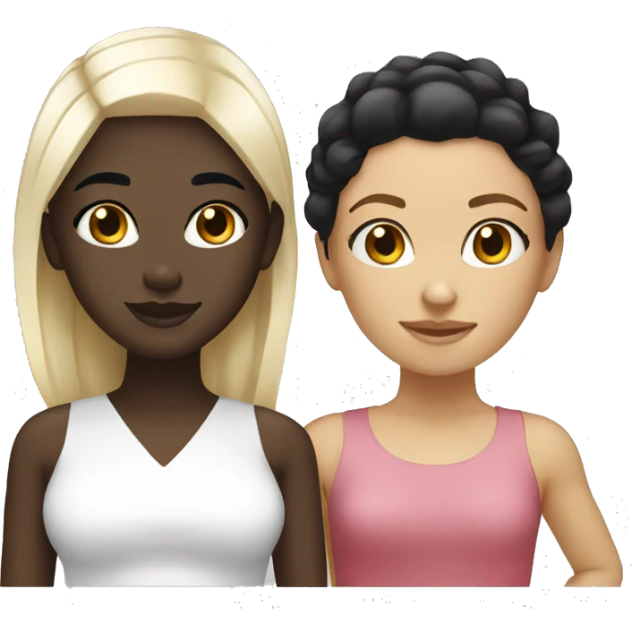 Black girl black hair and white blonde girl posing emoji