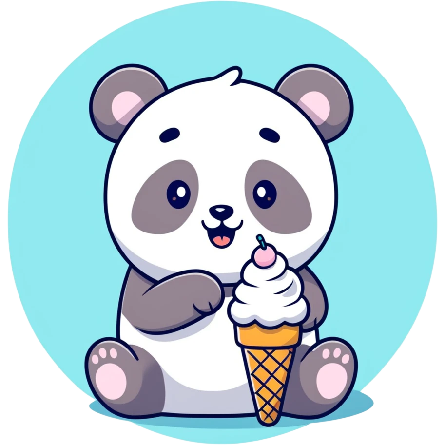 Panda eating ice cream emoji