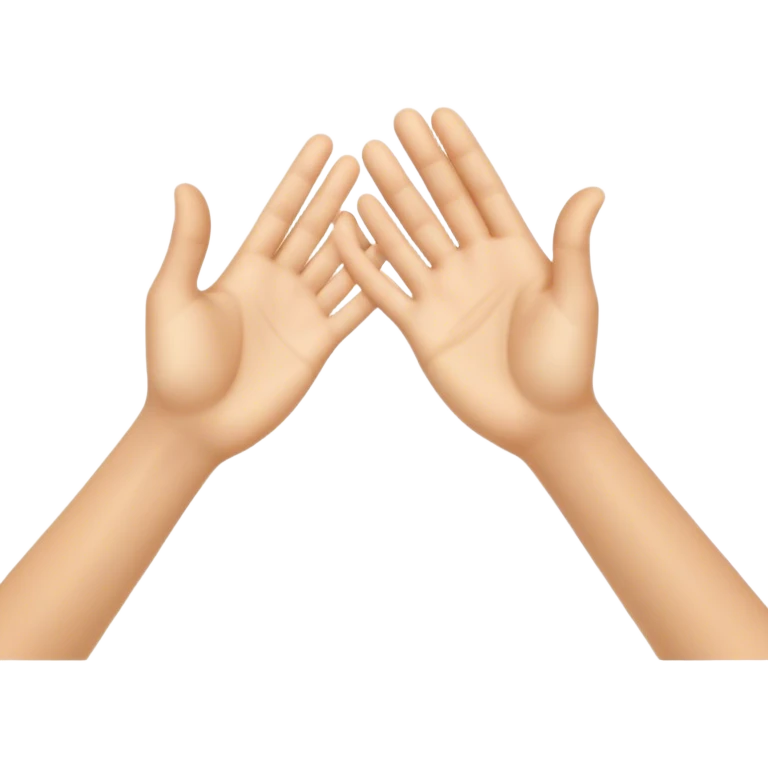 A dynamic depiction of two open hands meeting mid-air in a celebratory palm touch, with a subtle motion blur or impact lines to indicate movement. A small burst of energy or spark appears at contact, excitement, teamwork, or shared success. emoji