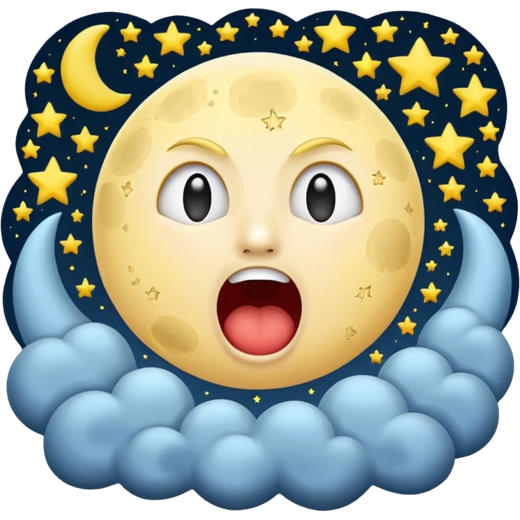 moon screaming silently while stars scatter emoji