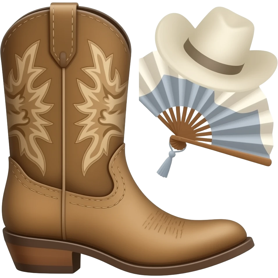 Cowgirl.boots with fan emoji