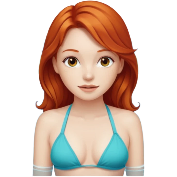 pretty rehead girl at the pool bikini emoji
