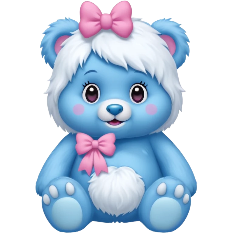 blue girl care bear yeti with bow emoji