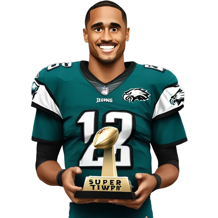 Jalen Hurts from the Eagles holding a Super Bowl trophy  emoji