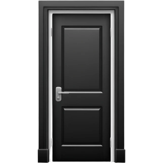Minimalist emoji-style sticker of a closed door with a long shadow visible under the gap. Black and white, strong silhouette style.
 emoji
