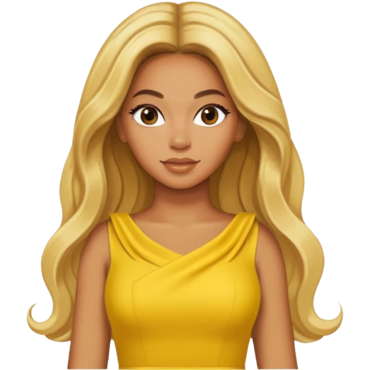 Beyonce with yellow outfit, blonde long hair emoji
