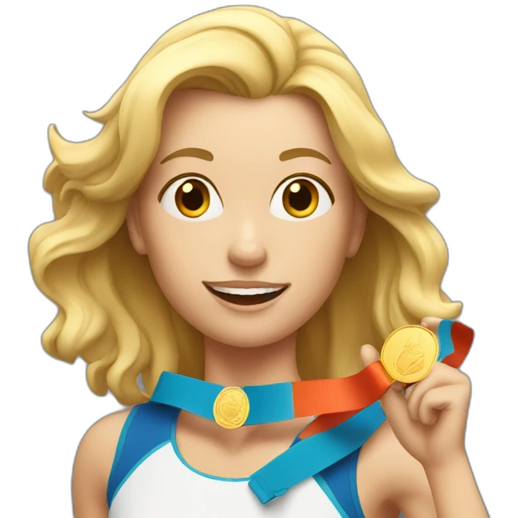 blonde with running medal emoji