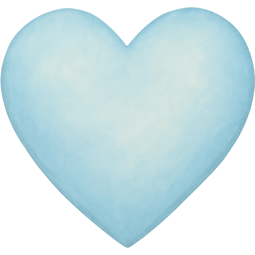 pastel blue heart, soft and gentle, minimal, no text emoji