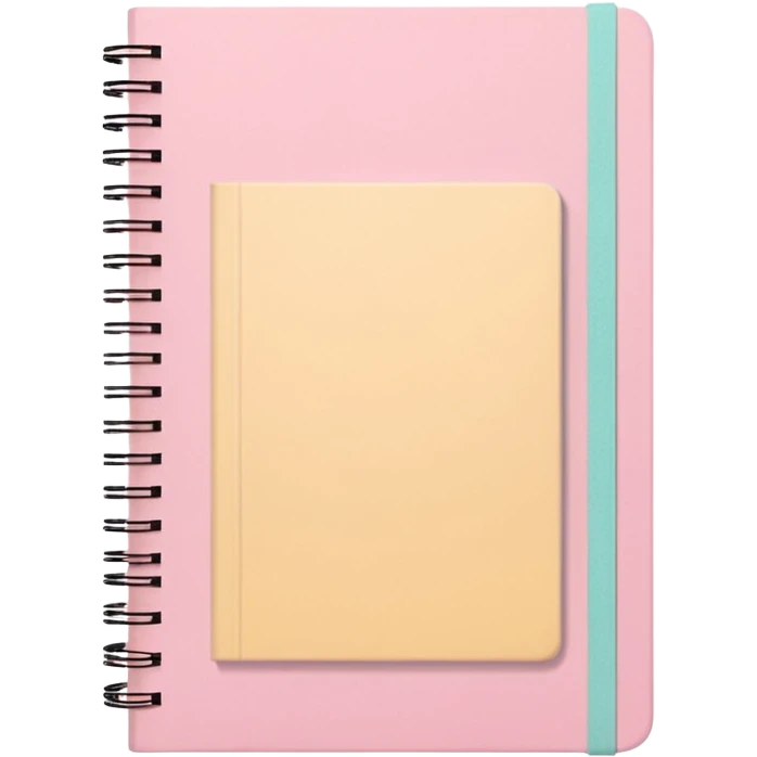 pastel aesthetic notebook, pink cover, slightly open with visible notes inside, beige and yellow paper, soft grain texture, pinterest illustration, no background emoji