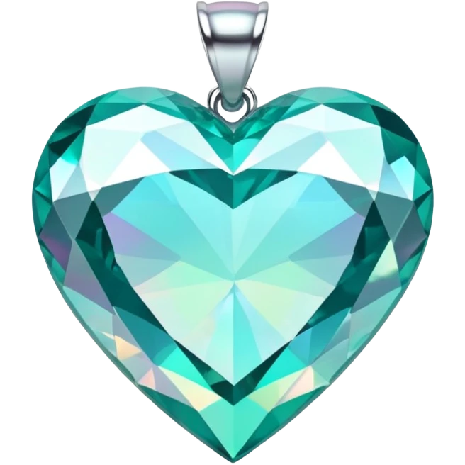 teal diamond heart shaped pendant holographic emoji