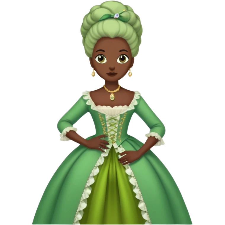 marie Antoinette fashion dark skinned woman green clothe emoji