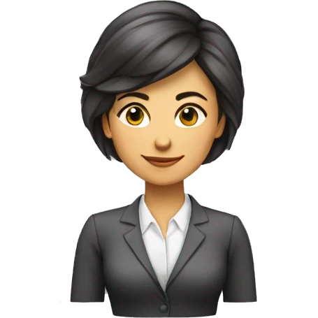 mujer empresaria pelo moreno, suelto y largo emoji
