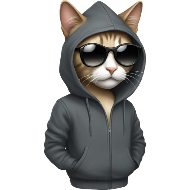 Cat wearing drip hoodie and sunglasses  emoji
